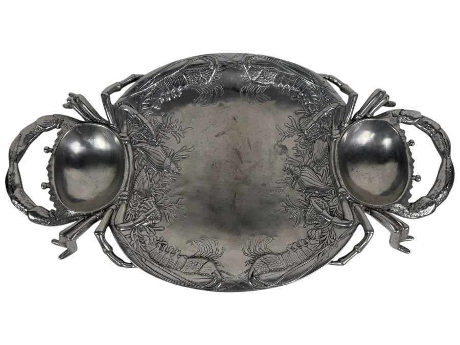 Vintage Arthur Court Cast Aluminum Crab And Lobster Seafood Serving Platter 24'W X 13.5'H