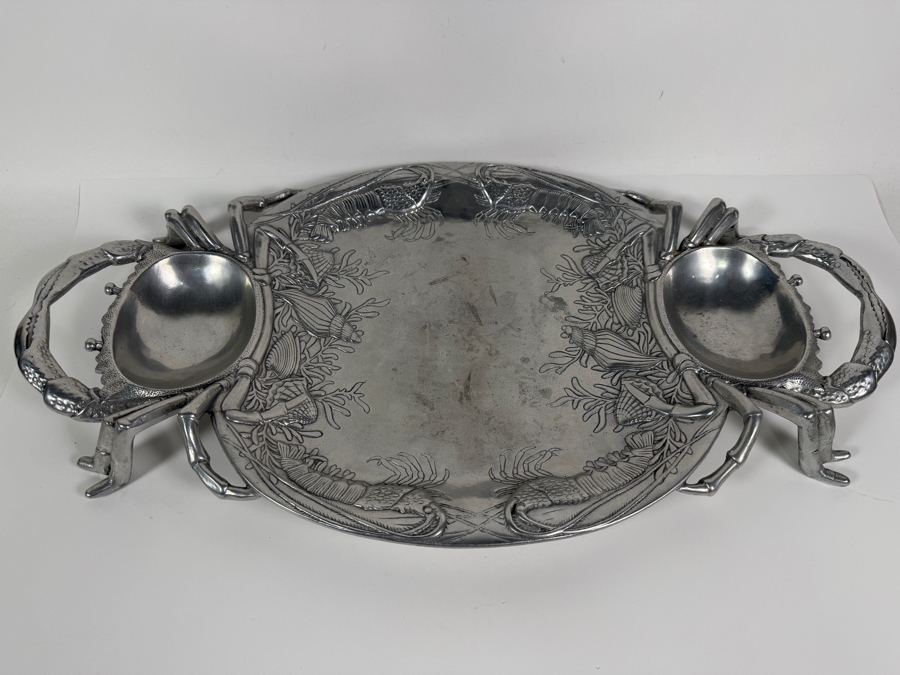 Vintage Arthur Court Cast Aluminum Crab And Lobster Seafood Serving Platter 24'W X 13.5'H [Photo 2]