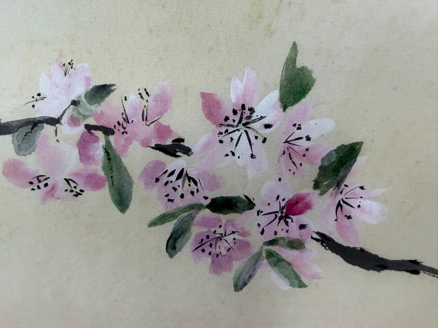 Rosemary Kinsall Peach Blossoms In Bloom Watercolor Ink Painting Framed [Photo 3]