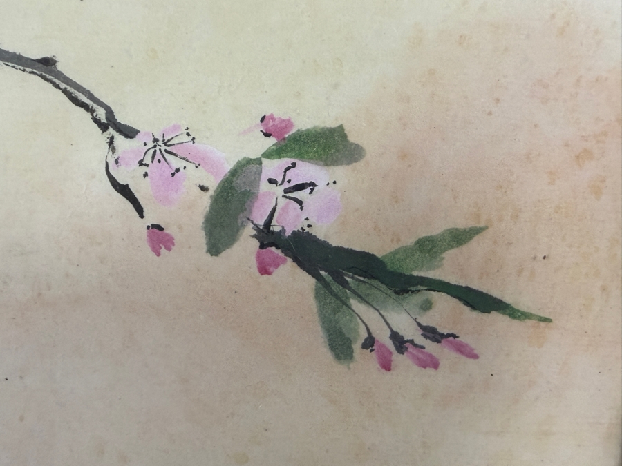 Rosemary Kinsall Peach Blossoms In Bloom Watercolor Ink Painting Framed [Photo 4]