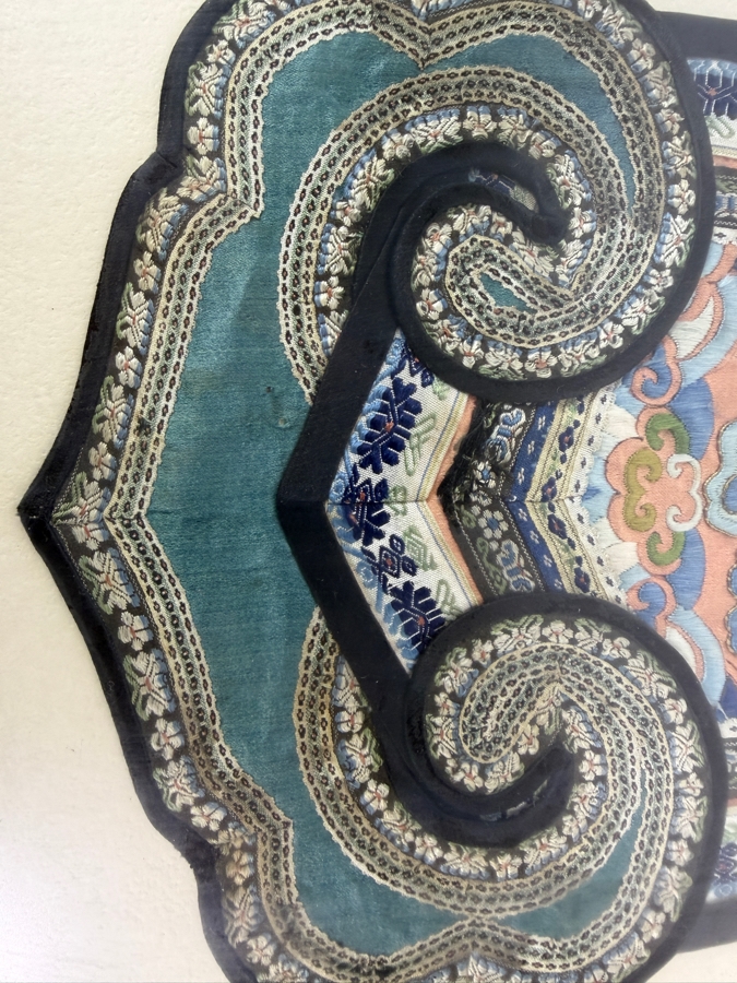 Antique Chinese Qing Dynasty Embroidered Silk Five Clawed Dragon Robe Panel Framed 8.5W X 12H Framed: 13W X 17H [Photo 5]