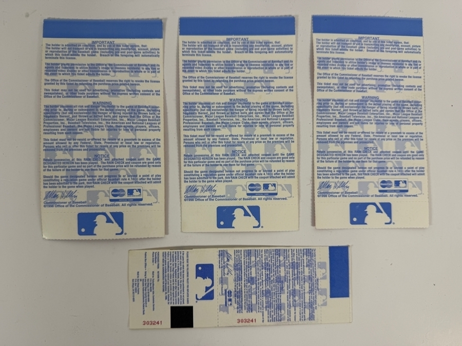 (3) 1998 World Series Tickets San Diego Padres vs. American League Champions [Photo 6]