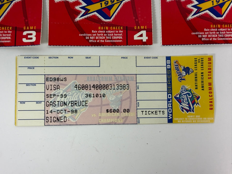 (3) 1998 World Series Tickets San Diego Padres vs. American League Champions [Photo 5]