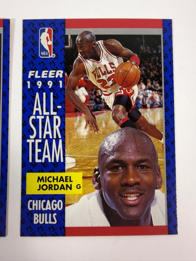 (3) 1991–92 Fleer Michael Jordan Basketball Cards #29, #211 and #220 [Photo 2]