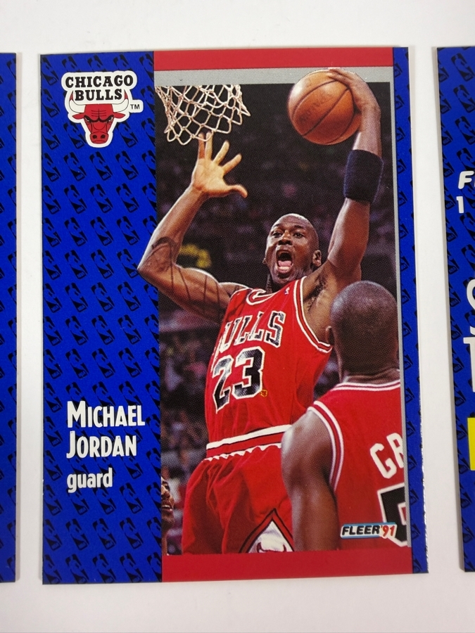 (3) 1991–92 Fleer Michael Jordan Basketball Cards #29, #211 and #220 [Photo 3]