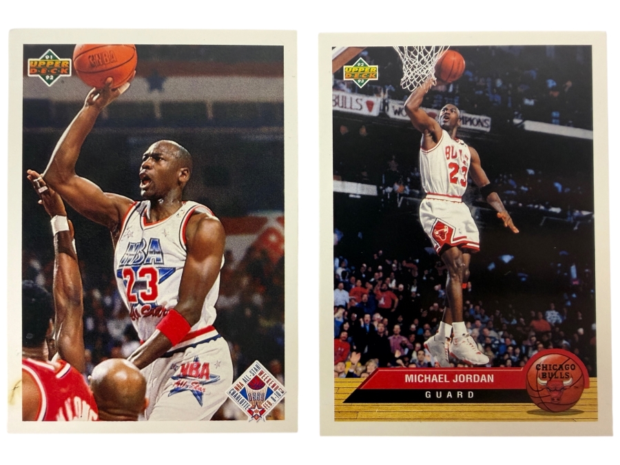 (2) 1992-93 Upper Deck Michael Jordan Trading Cards #P5 and #45