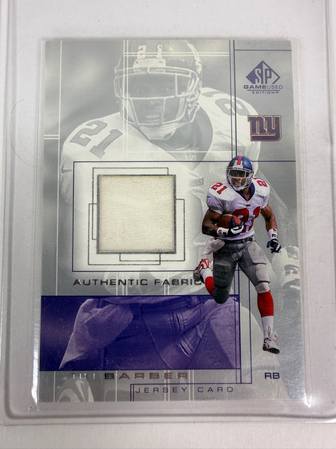 2001 SP Game Used Edition Authentic Fabric NFL Trading Cards: Shaun King #SK, Tiki Barber, J.J. Stokes and Michael Bennett [Photo 3]