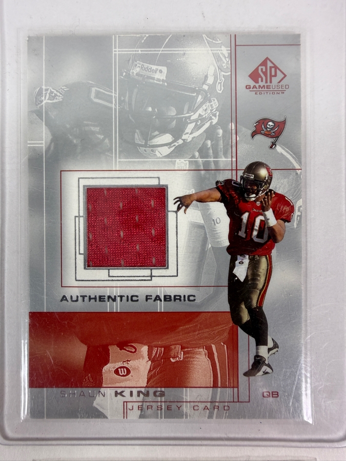 2001 SP Game Used Edition Authentic Fabric NFL Trading Cards: Shaun King #SK, Tiki Barber, J.J. Stokes and Michael Bennett [Photo 2]