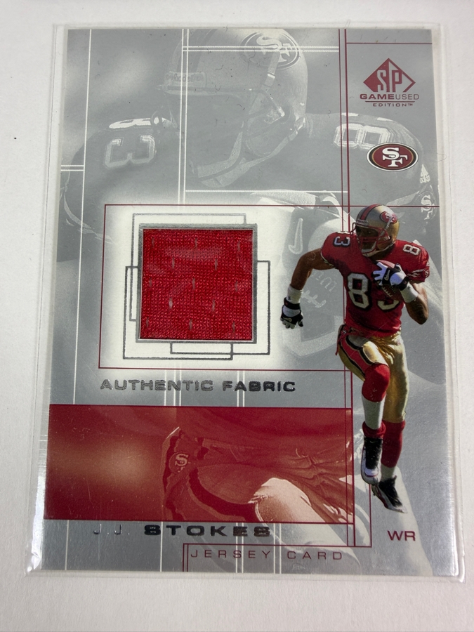 2001 SP Game Used Edition Authentic Fabric NFL Trading Cards: Shaun King #SK, Tiki Barber, J.J. Stokes and Michael Bennett [Photo 4]