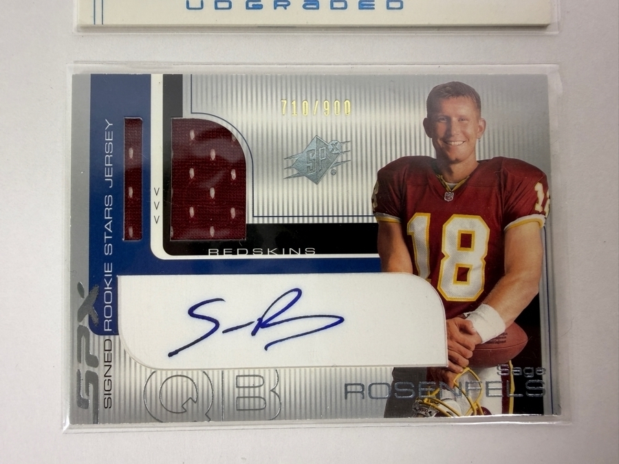 2001 Upper Deck UD Graded Chris Chambers Rookie Signature Limited Edition Trading Card and 2001 SPx Signed Rookie Stars Sage Rosenfels Limited Edition Jersey Autograph Card [Photo 3]