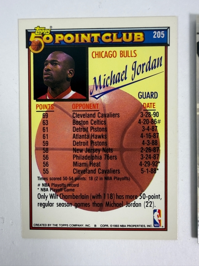 1992-93 Fleer Ultra Michael Jordan NBA Jam Session Dunk Rank 16 #216 Trading Card and 1992–93 Topps 50 Point Club Michael Jordan Card #205 [Photo 5]