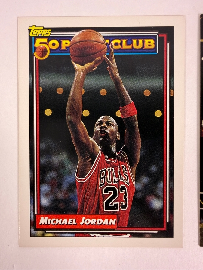 1992-93 Fleer Ultra Michael Jordan NBA Jam Session Dunk Rank 16 #216 Trading Card and 1992–93 Topps 50 Point Club Michael Jordan Card #205 [Photo 2]