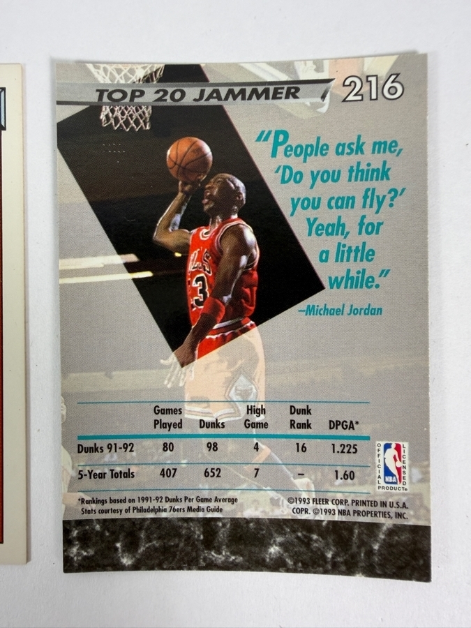 1992-93 Fleer Ultra Michael Jordan NBA Jam Session Dunk Rank 16 #216 Trading Card and 1992–93 Topps 50 Point Club Michael Jordan Card #205 [Photo 6]