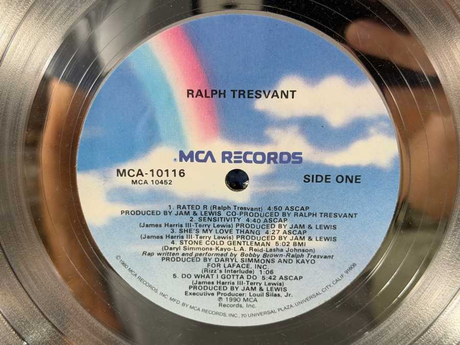 RIAA Certified Platinum Sales Award Plaque For Ralph Tresvant (Lead Vocalist of New Edition) Debut Album Presented To Wade Norton 17' X 21' Estimate $200 - $350 [Photo 5]