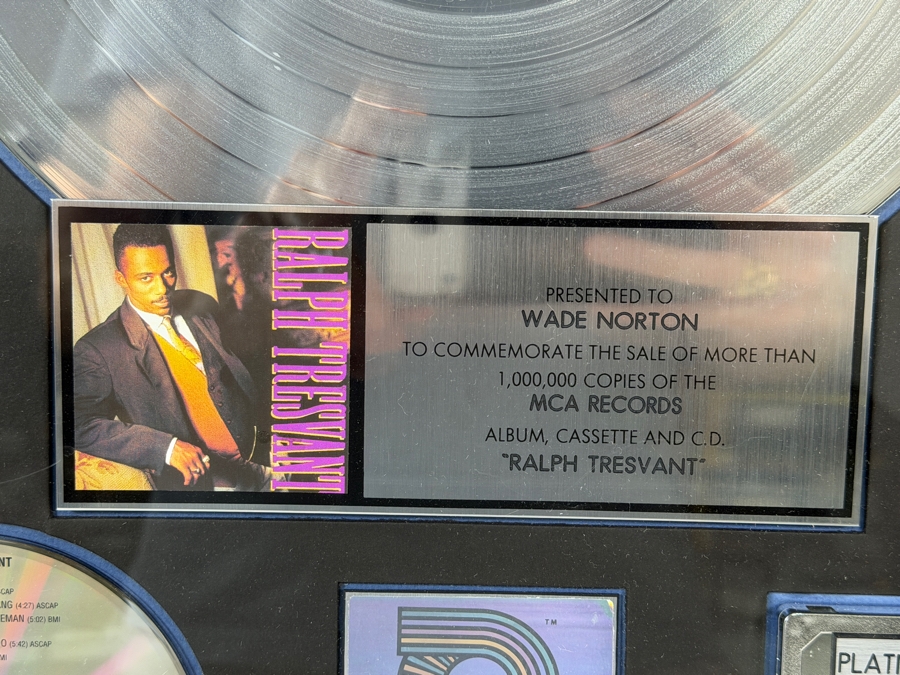 RIAA Certified Platinum Sales Award Plaque For Ralph Tresvant (Lead Vocalist of New Edition) Debut Album Presented To Wade Norton 17' X 21' Estimate $200 - $350 [Photo 3]