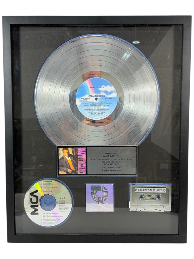 RIAA Certified Platinum Sales Award Plaque For Ralph Tresvant (Lead Vocalist of New Edition) Debut Album Presented To Wade Norton 17' X 21' Estimate $200 - $350