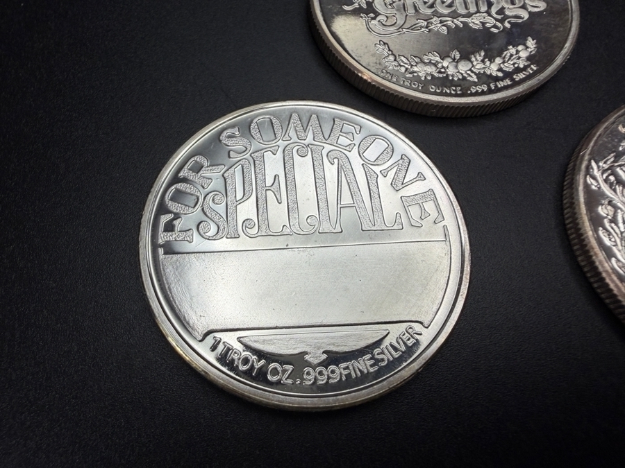 (5) 1 Troy Oz .999 Silver Merry Christmas Silver Rounds - 5 Troy Oz Total - $310 Silver Melt Value [Photo 5]