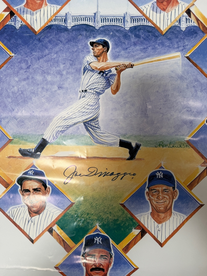 1998 New York Yankees Yankee Legends Poster Print By Ron Lewis Signed By Joe DiMaggio 25' X 32' [Photo 3]