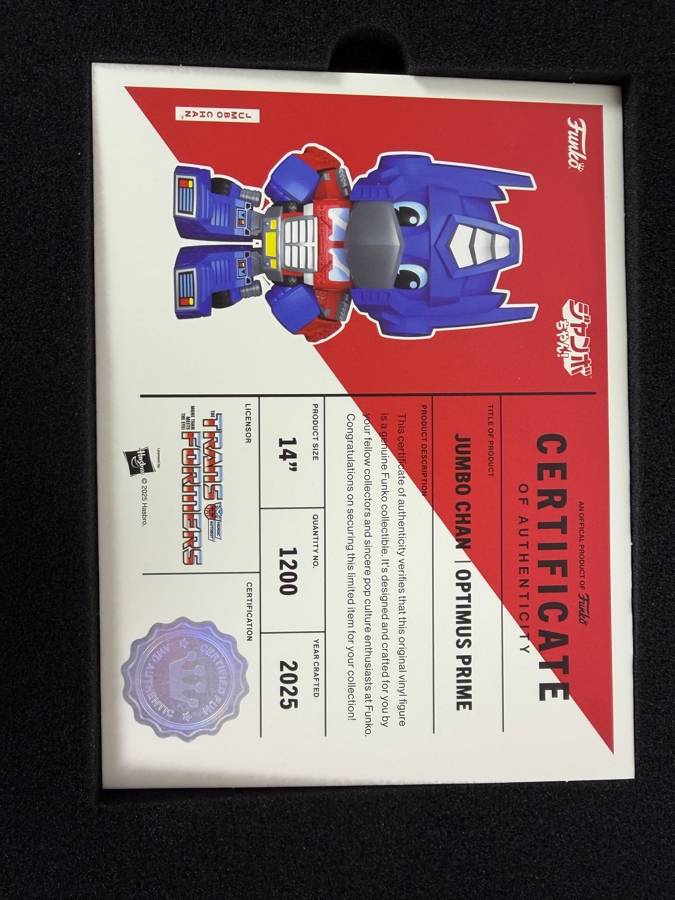 Funko Transformers Autobot Commander Optimus Prime Jumbo Chan 14 Inch Limited Edition Figure Estimate $275 - $350 [Photo 4]