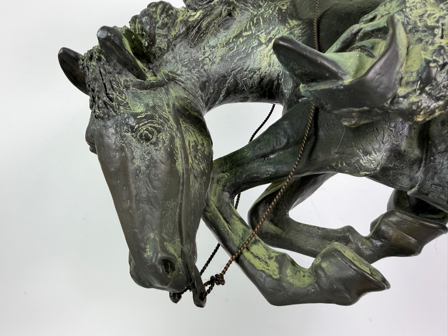 After Frederic Remington The Rattlesnake Bronze Sculpture Reproduction On Marble Base 22.5H [Photo 4]