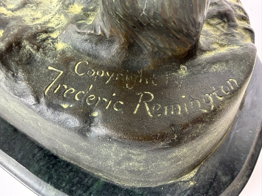 After Frederic Remington The Rattlesnake Bronze Sculpture Reproduction On Marble Base 22.5H [Photo 12]