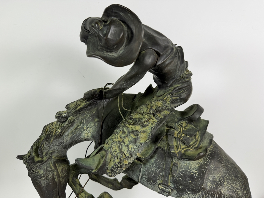 After Frederic Remington The Rattlesnake Bronze Sculpture Reproduction On Marble Base 22.5H [Photo 6]