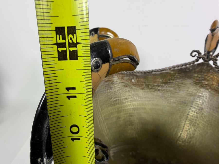 Emilia Castillo Silver Plate Toucan Centerpiece Bowl With Mosaic Inlay 14W X 12H Estimate: $1,500–$2,000 [Photo 11]