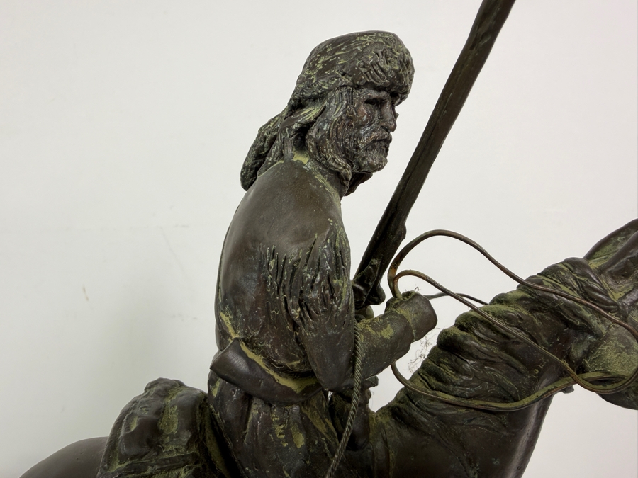 Steve Davies Trapper Western Style Bronzed Limited Edition 186/950 Sculpture On Green Marble Base Dated 2002 16.5W X 8D X 15H Estimate $300-$500 [Photo 3]