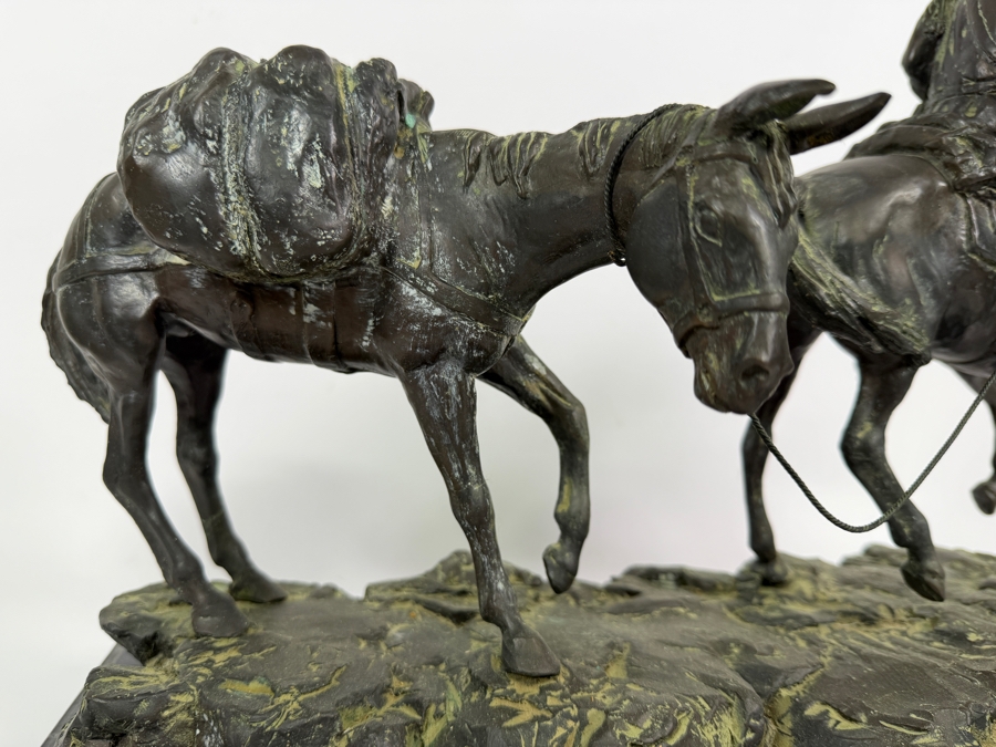 Steve Davies Trapper Western Style Bronzed Limited Edition 186/950 Sculpture On Green Marble Base Dated 2002 16.5W X 8D X 15H Estimate $300-$500 [Photo 4]