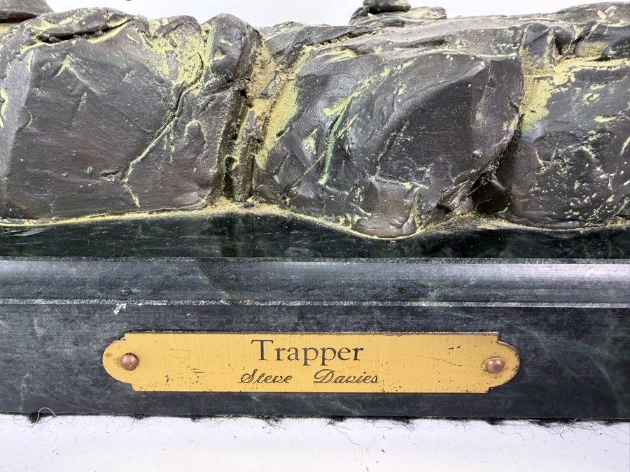 Steve Davies Trapper Western Style Bronzed Limited Edition 186/950 Sculpture On Green Marble Base Dated 2002 16.5W X 8D X 15H Estimate $300-$500 [Photo 6]