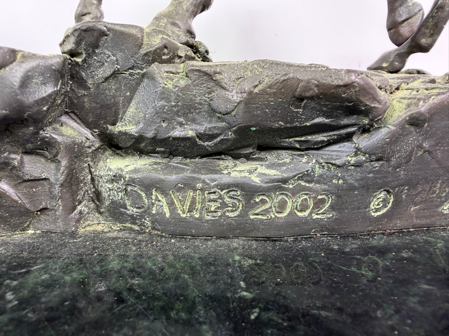 Steve Davies Trapper Western Style Bronzed Limited Edition 186/950 Sculpture On Green Marble Base Dated 2002 16.5W X 8D X 15H Estimate $300-$500 [Photo 10]