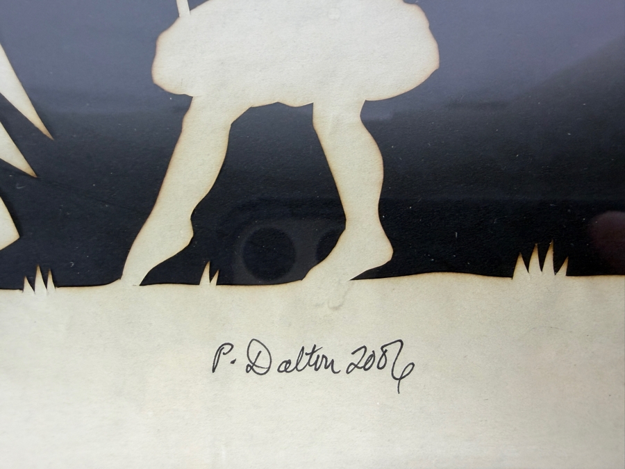 Pamela Dalton Halloween Children In Costume Trick Or Treating Scherenschnitte Cut Paper Art Framed Exclusively For Gump's 18W X 8.5H [Photo 4]