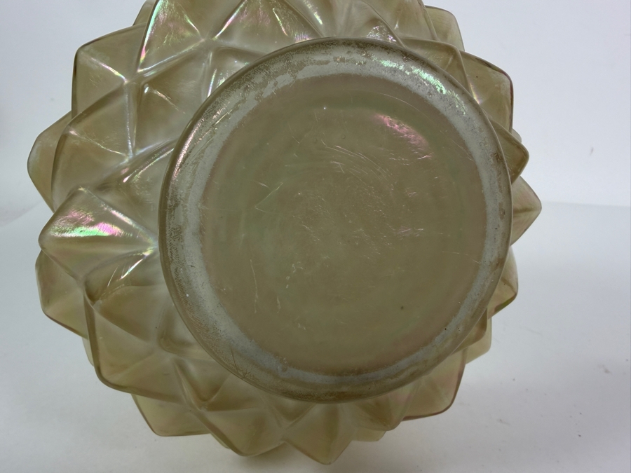 Victorian English William Whiteley Silver Plate Mounted Iridescent Carnival Glass Butter Dish Featuring Sculpted Cow Finial 6.5W X 6H [Photo 10]