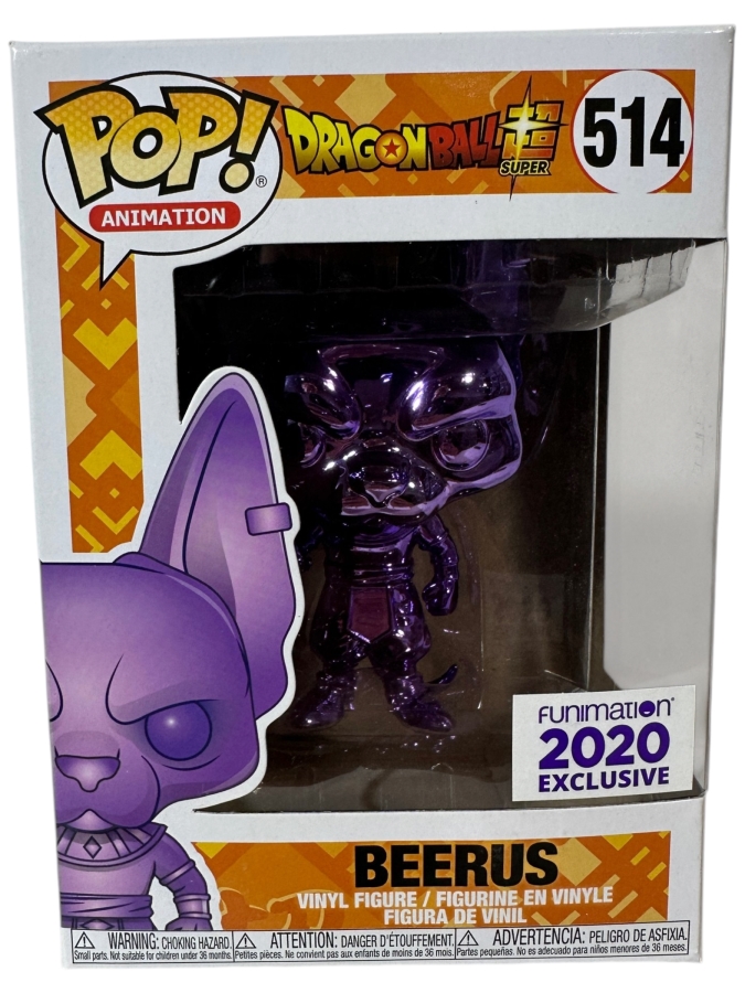 Funko Pop! Animation Dragon Ball Super Beerus Purple Chrome Funimation 2020 Exclusive Vinyl Figure #514