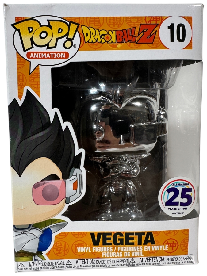 Funko Pop! Animation Dragon Ball Z Vegeta (Silver Chrome) Funimation 25th Anniversary Exclusive Vinyl Figure #10