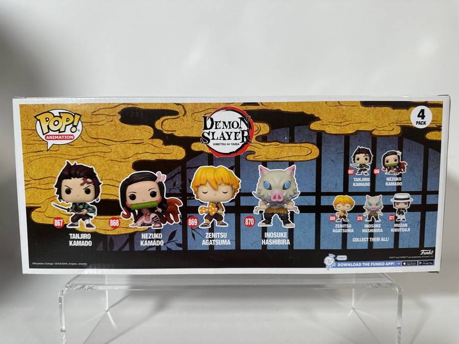 Funko Pop! Animation Demon Slayer Tanjiro Kamado / Nezuko Kamado / Zenitsu Agatsuma / Inosuke Hashibira Glow-in-the-Dark Crunchyroll Exclusive 4-Pack Vinyl Figures Estimate $30 - $60 [Photo 3]