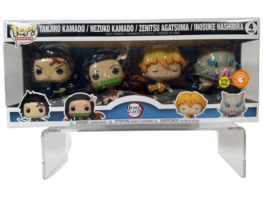 Funko Pop! Animation Demon Slayer Tanjiro Kamado / Nezuko Kamado / Zenitsu Agatsuma / Inosuke Hashibira Glow-in-the-Dark Crunchyroll Exclusive 4-Pack Vinyl Figures Estimate $30 - $60