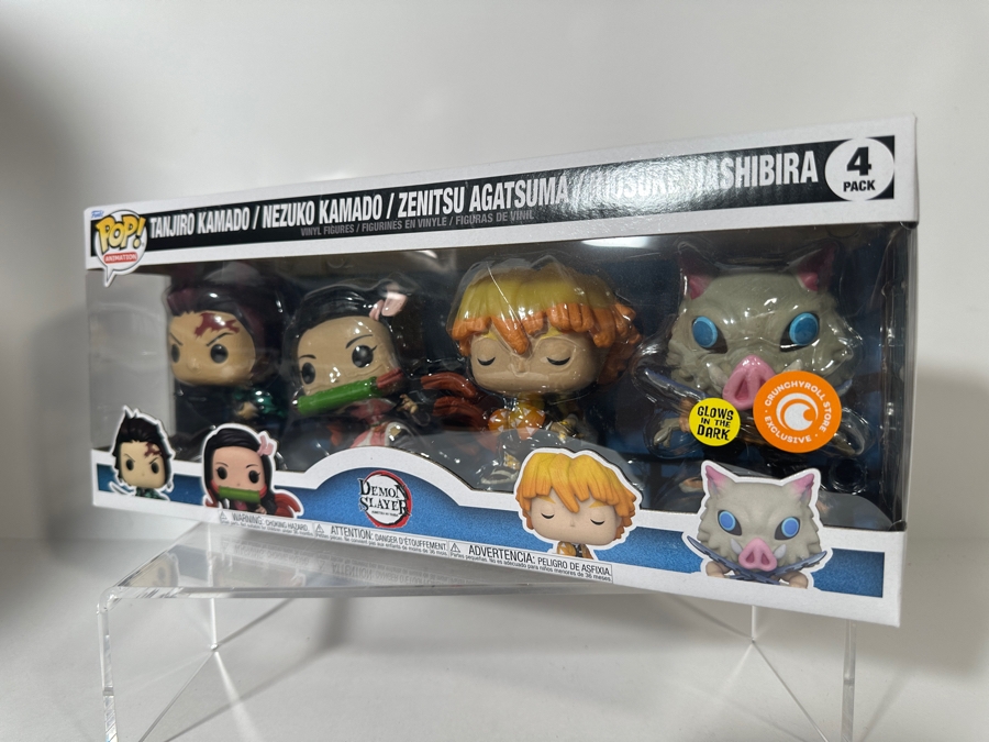 Funko Pop! Animation Demon Slayer Tanjiro Kamado / Nezuko Kamado / Zenitsu Agatsuma / Inosuke Hashibira Glow-in-the-Dark Crunchyroll Exclusive 4-Pack Vinyl Figures Estimate $30 - $60 [Photo 2]