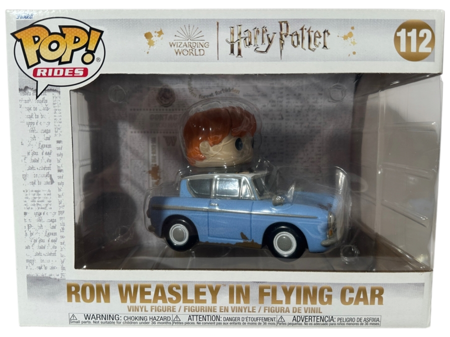 Funko Pop! Rides Wizarding World Harry Potter Ron Weasley in Flying Car 112 Super Deluxe Vinyl Figure In Original Box