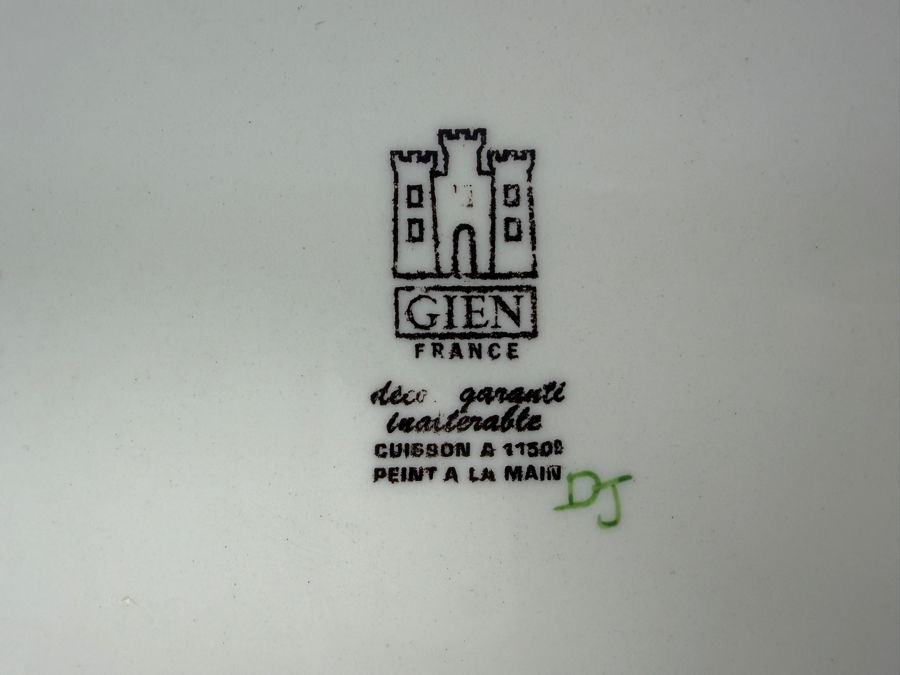 Gien France Rambouillet Hand Painted Earthenware Stag Round Flat Platter Charger 13.5W [Photo 4]