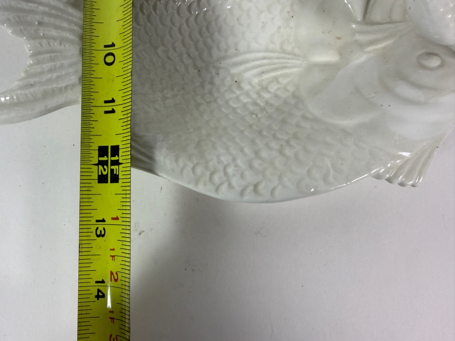 Vintage Val Del Brenta Italy White Majolica Ceramic Lobster Fish Shell Divided Serving Platter 14.5W X 12.5H [Photo 7]