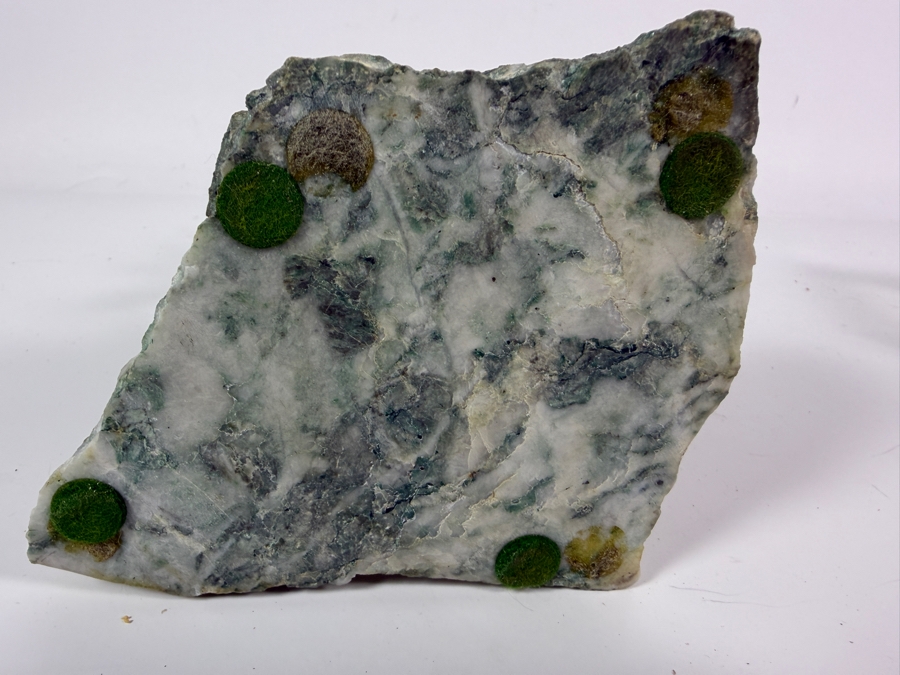 Vintage Handcrafted Peridot Gemstone Alpine Pine Tree Cast Brass Sculpture On Quartz Matrix Base 8.5H [Photo 4]