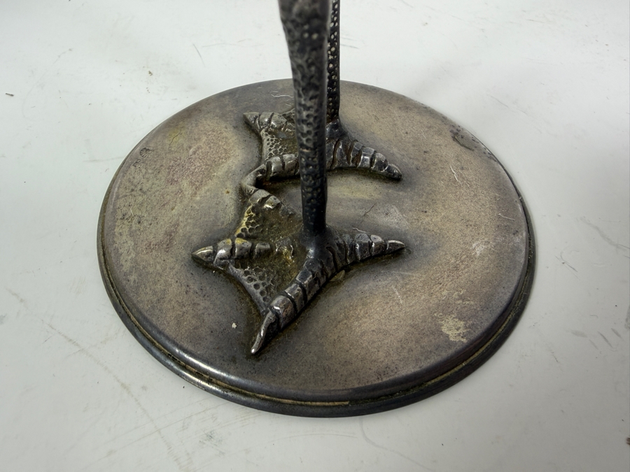 Vintage Gabriella Binazzi Italian Silver Plate And Natural Clam Shell Ibis Bird Decorative Figurine Dish 8.H [Photo 4]