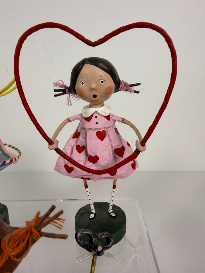 Lot Of Five ESC Trading Company Lori Mitchell Hand Painted Polyresin Whimsical Holiday Folk Art Figurines Grouping [Photo 6]