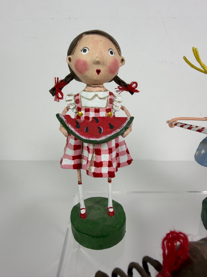 Lot Of Five ESC Trading Company Lori Mitchell Hand Painted Polyresin Whimsical Holiday Folk Art Figurines Grouping [Photo 4]