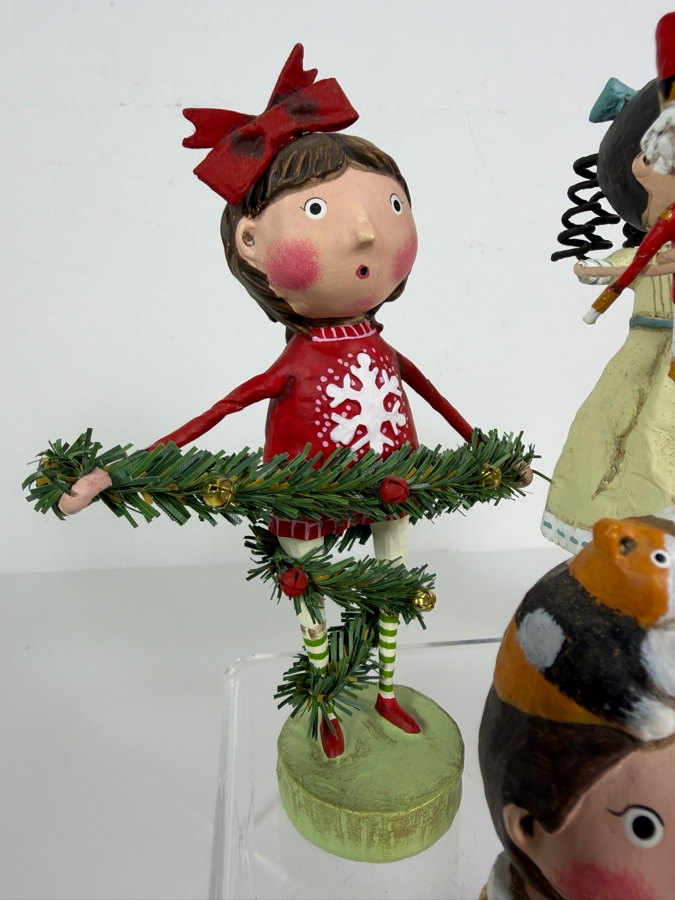 Lot Of Seven ESC Trading Company Lori Mitchell Hand Painted Polyresin Whimsical Holiday Folk Art Figurines Grouping [Photo 8]