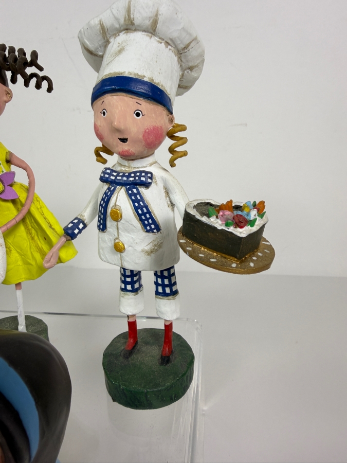 Lot Of Seven ESC Trading Company Lori Mitchell Hand Painted Polyresin Whimsical Holiday Folk Art Figurines Grouping [Photo 5]