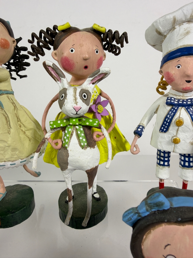 Lot Of Seven ESC Trading Company Lori Mitchell Hand Painted Polyresin Whimsical Holiday Folk Art Figurines Grouping [Photo 6]