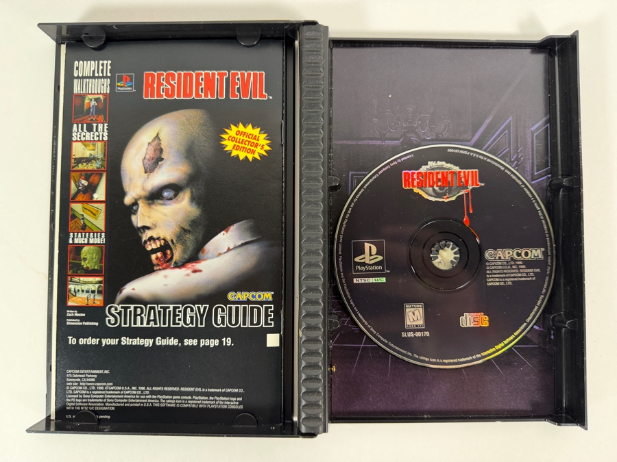 Resident Evil Sony PlayStation 1 1996 Original Black Label Long Box Edition (CIB Video Game & Strategy Guide Bundle) Estimate $150 - $250 [Photo 2]