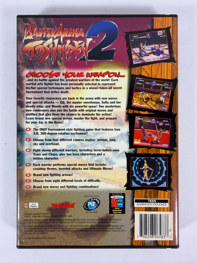 Battle Arena Toshinden 2 Sony PlayStation 1 1996 Original Black Label Long Box Edition (CIB Video Game) Estimate $30 - $50 [Photo 3]